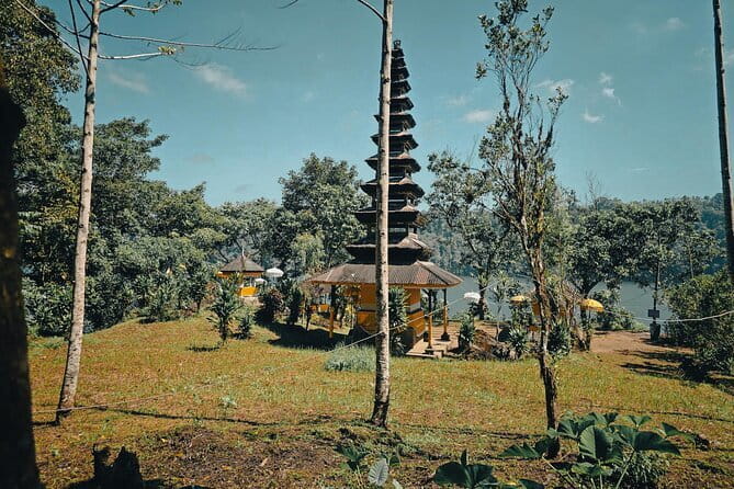 Bali Rainforest Hiking With Canoeing And Waterfall Adventure - Ulun Danu Tamblingan Temple beside the lake