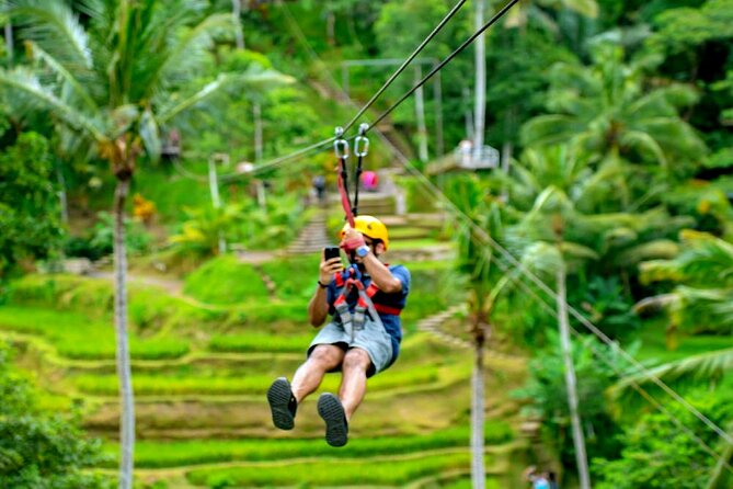 Bali Ubud Zipline Jungle Swing and Waterfall Tour - Tegalalang Rice Terrace and jungle views