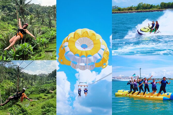 Bali: Zipline + Watersport Trio (Jetski, Parasailing, BananaBoat) - One day, two very different Balies