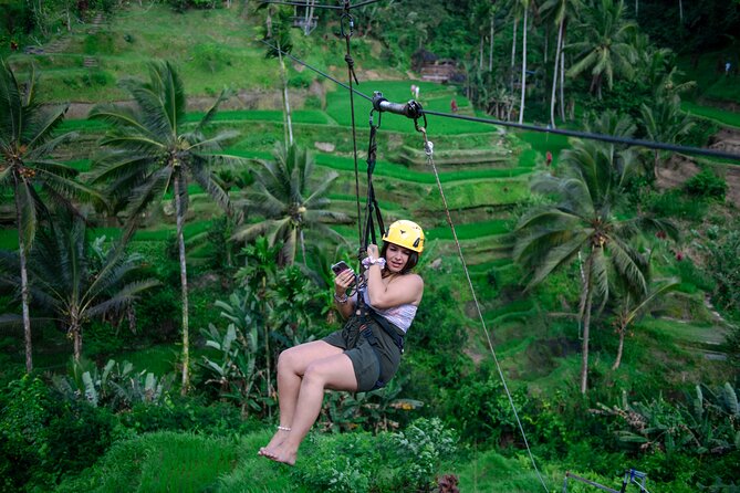 Ubud Half Day Zipline and Jungle Swing - A short zipline above the rice fields