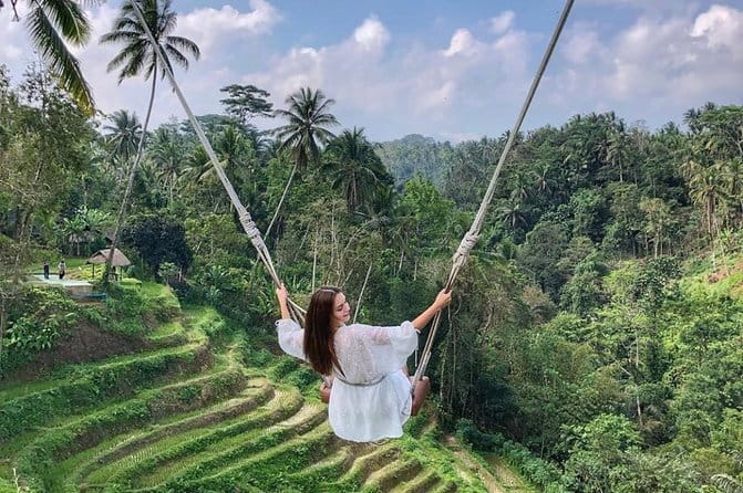 Ubud Jungle Swing - Monkey Forest - Water Temple - Waterfall - Tegalalang Rice Terrace and the extra-cost jungle swing